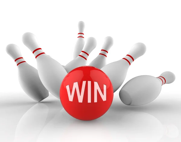 Win Bowling Represents Strike Success 3d Rendering — Stock Photo, Image