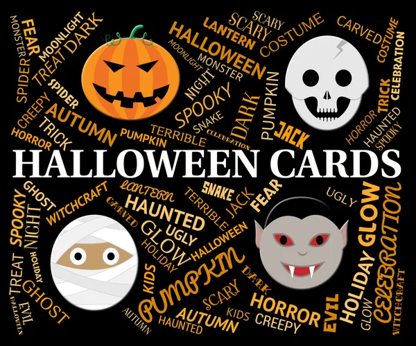 Halloween Cards Means Horror And Spooky Greetings — Stock Photo, Image