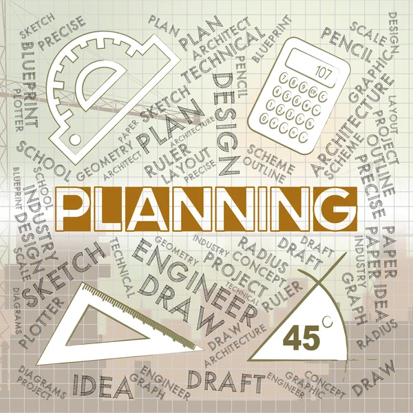 Planning Words Represents Mission Plans And Objectives — Stock Photo, Image