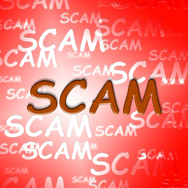 Scam Words Indicates Hoax Deception And Fraud — Stock Photo, Image