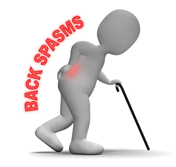 Rückenkrämpfe deutet auf Kontraktionen der Wirbelsäule hin 3d Rendering — Stockfoto