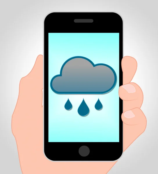 Prévisions de pluie en ligne Indique des précipitations sur Internet Illustration 3d — Photo