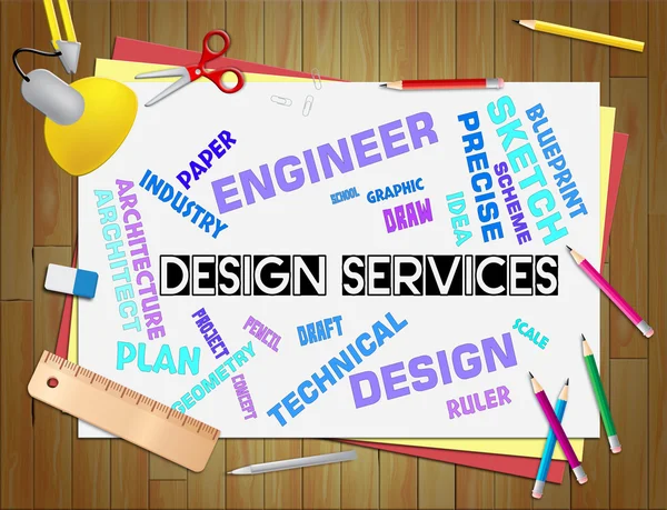 Design Services zeigt grafische Erstellung und Entwicklung — Stockfoto