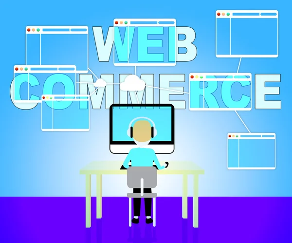 Web Commerce Mostra commercio online 3d Illustrazione — Foto Stock