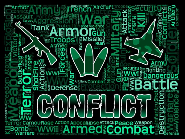 Conflict Words Means Military Action And Battles — Stock Photo, Image