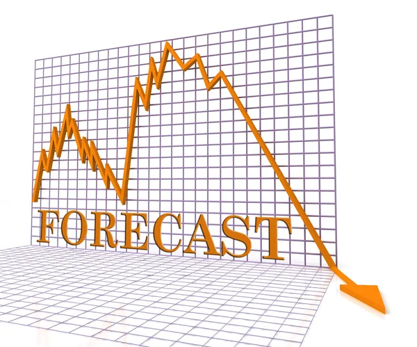 Gráfico de Previsão Negativo Representa Desaceleração Econômica Renderin 3d — Fotografia de Stock