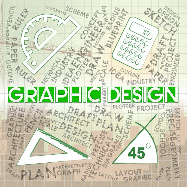 Graphic Design Rappresenta illustratore creativo e disegni — Foto Stock