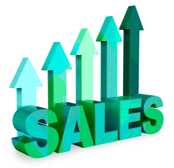 Setas de vendas indica mercado de renderização 3d — Fotografia de Stock