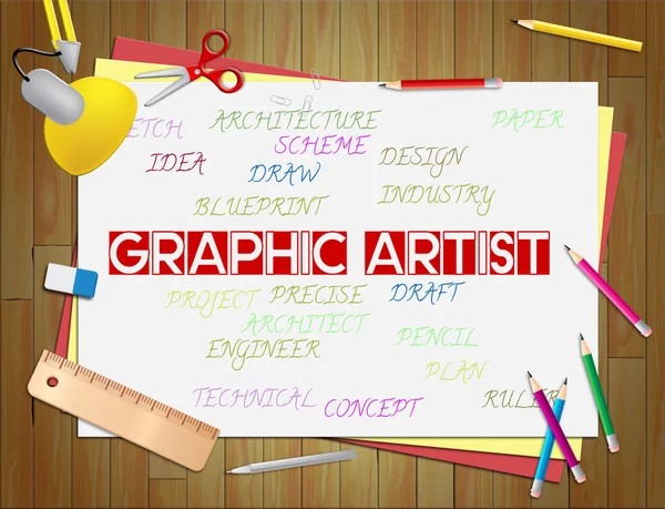 图形艺术家展示艺术家插图和设计师 — 图库照片