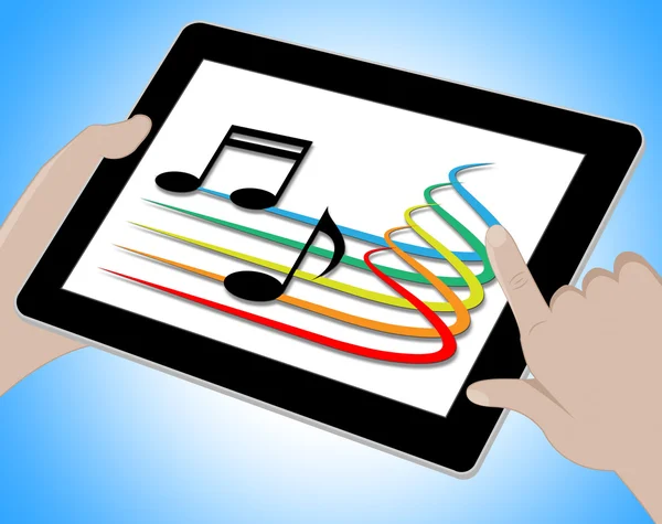 Musica su tablet Indica colonne sonore 3d Illustrazione — Foto Stock