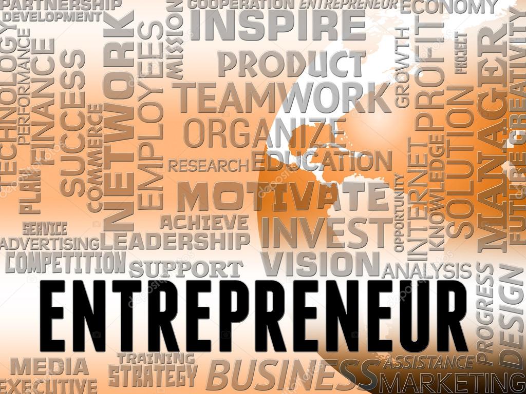 Entrepreneur Words Means Business Person And Enterprise