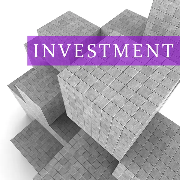 Invista blocos indicam retorno sobre investimento 3d renderização — Fotografia de Stock