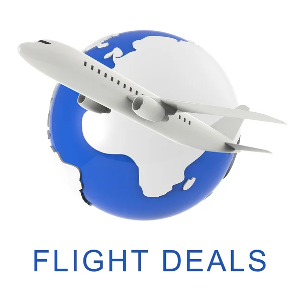Ofertas de Vuelos Representa Venta de Aviones 3D Rendering —  Fotos de Stock
