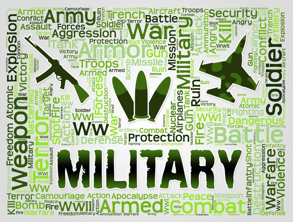 Military Word Means Armed Forces And Defense — Stock Photo, Image