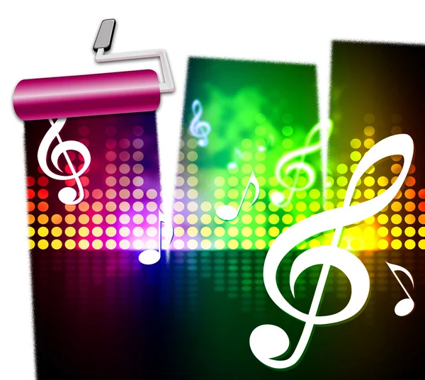 Musik-Symbole repräsentieren singende Soundtracks und Audio — Stockfoto