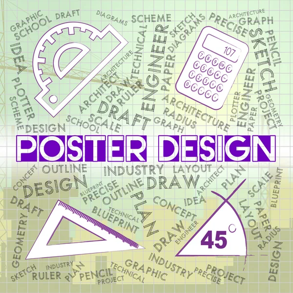 Poster Design Indicates Graphic Artwork And Designing — Stock Photo, Image