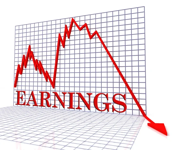 Gráfico de ganhos negativo indica crise salarial renderização 3d — Fotografia de Stock