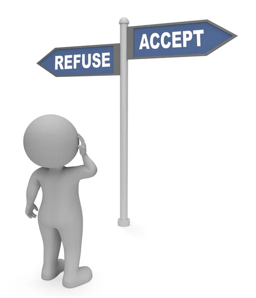 Refuse Accept Sign Indicates allow Reject 3d Rendering — стоковое фото