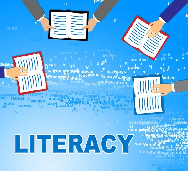 Libros de Alfabetización Muestra Literatura Lectura y Habilidad — Foto de Stock