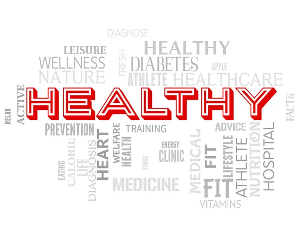 Palavras saudáveis mostra saúde Fitness e bem-estar — Fotografia de Stock