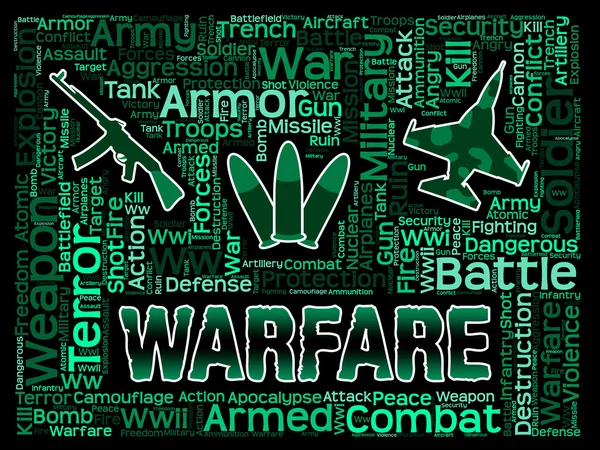 Warfare Words Indicates Military Action And Hostilities — Stock Photo, Image