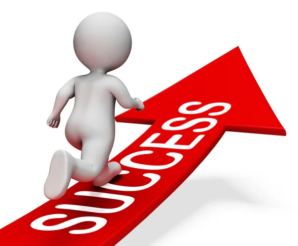 Success Arrow Indicates Winner Progress 3d Rendering — Stock Photo, Image