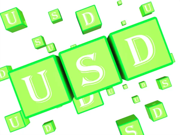 Dados Usd Representa a renderização 3D do dólar dos Estados Unidos — Fotografia de Stock