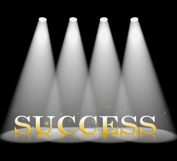 Success Spotlight Represents Triumphant Win 3d Rendering — Stock Photo, Image