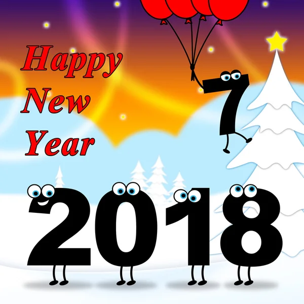 Twenty Eighteen Indicates 2018 New Year 3d Illustration — Stock Photo, Image