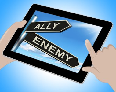 Ally Enemy Tablet Shows Friend Or Adversary clipart