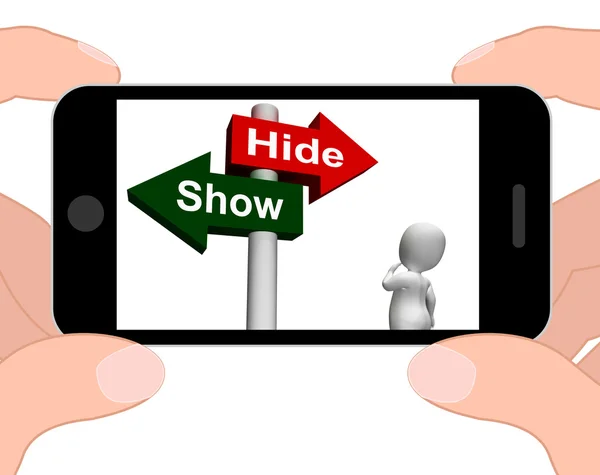 Show Hide Signpost Displays Conceal or Reveal — Stock Photo, Image