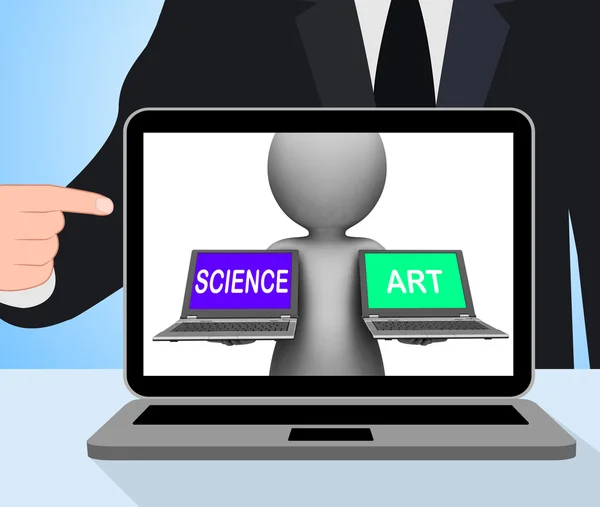 Nauka sztuki laptopy wyświetla naukowe lub artystyczne — Zdjęcie stockowe