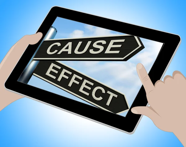 Cause And Effect Tablet Means Results Of Actions — Stock Photo, Image