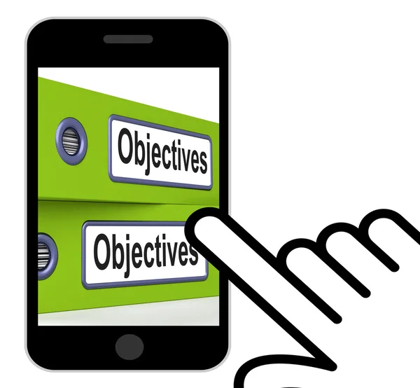 Objectives Folders Displays Business Goals And Targets — Stock Photo, Image