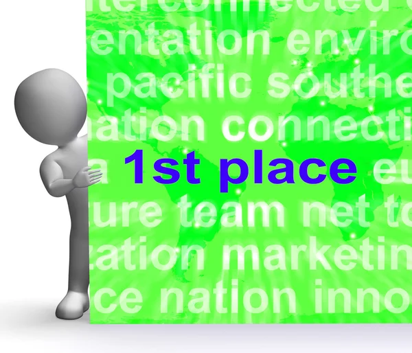 First Place Sign Shows 1st Winner Reward And Success — Stock Photo, Image
