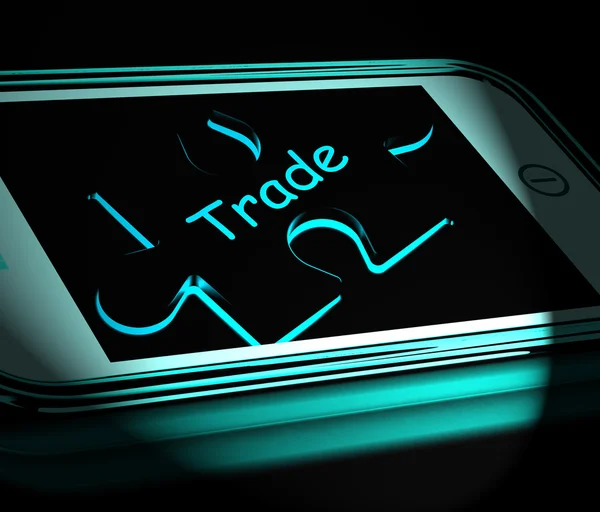 Trade Smartphone Displays Internet Business And Commerce — Stock Photo, Image