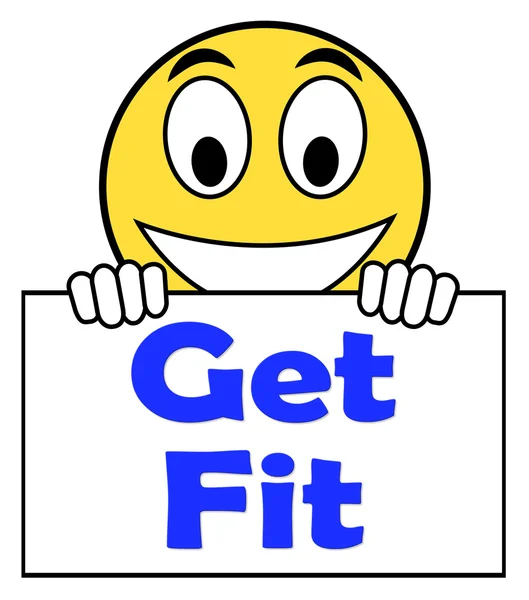 Get Fit On Sign Shows Working Out Or Fitness — Stock Photo, Image