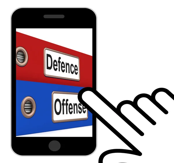 Defence Offense Folders Displays Protect And Attack — Stock Photo, Image