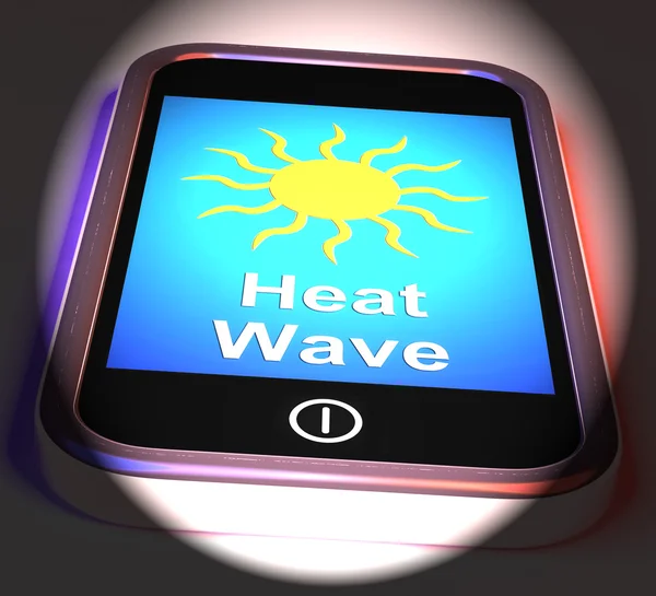 Värmeböljan på telefon visar varmt väder — Stockfoto