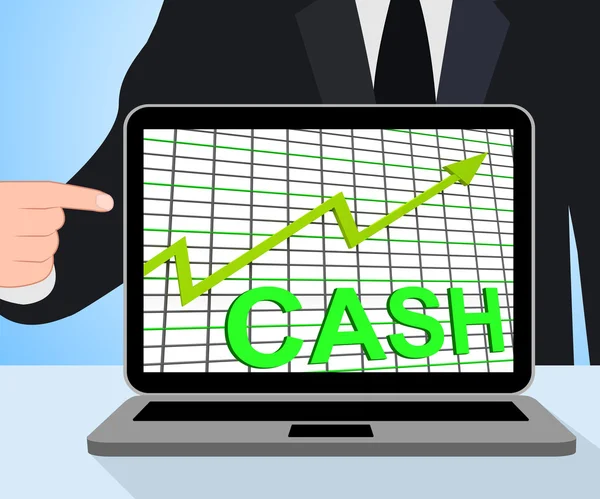 Kontanter diagram diagram visar ökad rikedom pengar valuta — Stockfoto