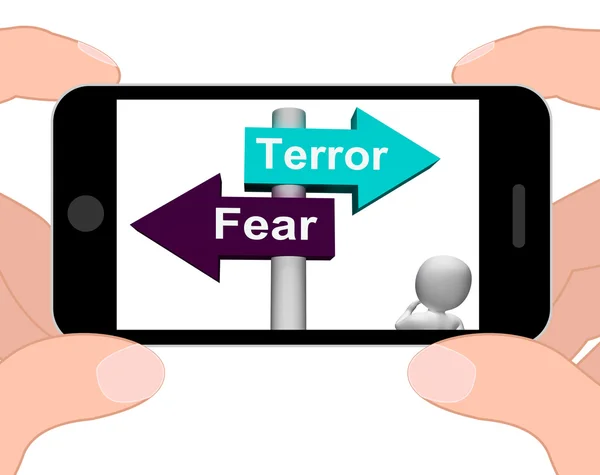 Endişeli panik ve korku terör korku tabelasını görüntüler — Stok fotoğraf