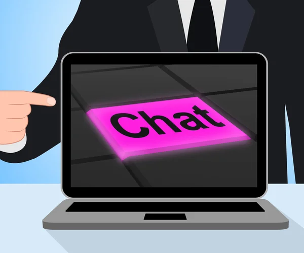 Chat Button Displays Talking Typing Or Texting — Stock Photo, Image