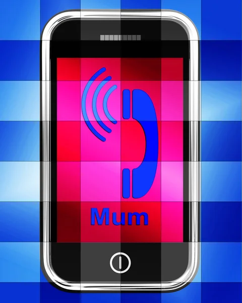 Anruf Mama am Telefon Displays sprechen mit Mutter — Stockfoto