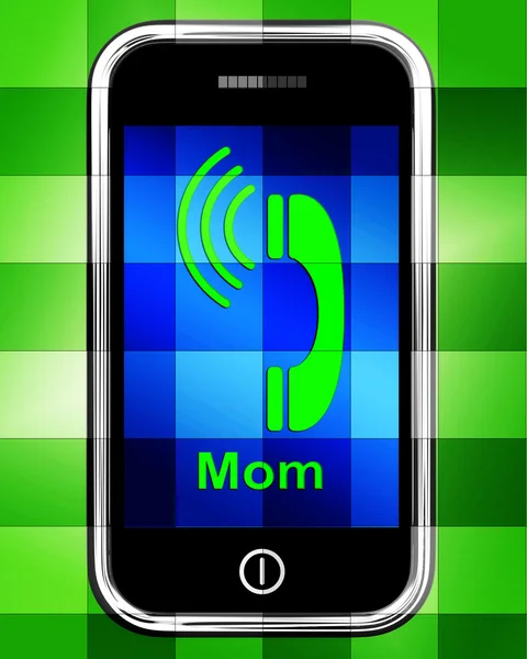 Anruf Mama am Telefon Displays sprechen Mutter — Stockfoto