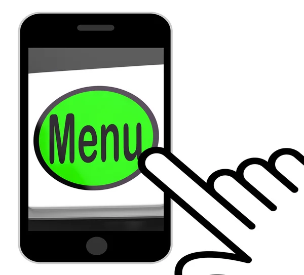 Menu Button Displays Ordering Food Menus Online — Stock Photo, Image