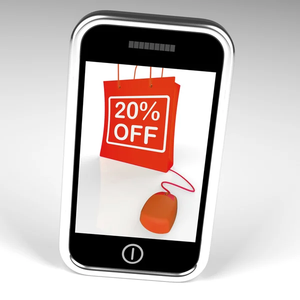 Twenty Percent Off Bag Displays Online 20 Sales and Discounts — Stock Photo, Image