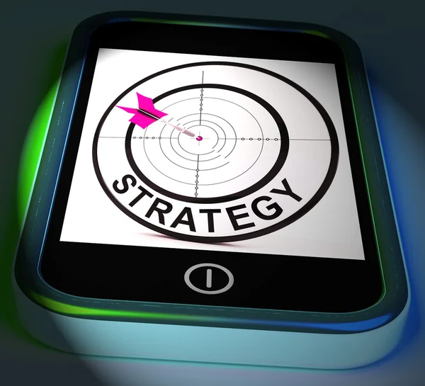 Strategie smartphone weergegeven methoden tactieken en game plan — Stockfoto