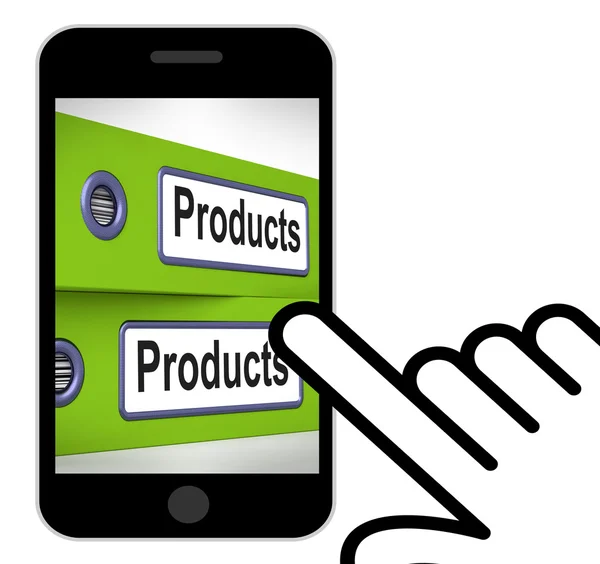 Products Folders Displays Goods And Merchandise For Sale — Stock Photo, Image