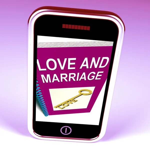 Liebes- und Heiratstelefon stellt Schlüssel und Beratung für Paare dar — Stockfoto