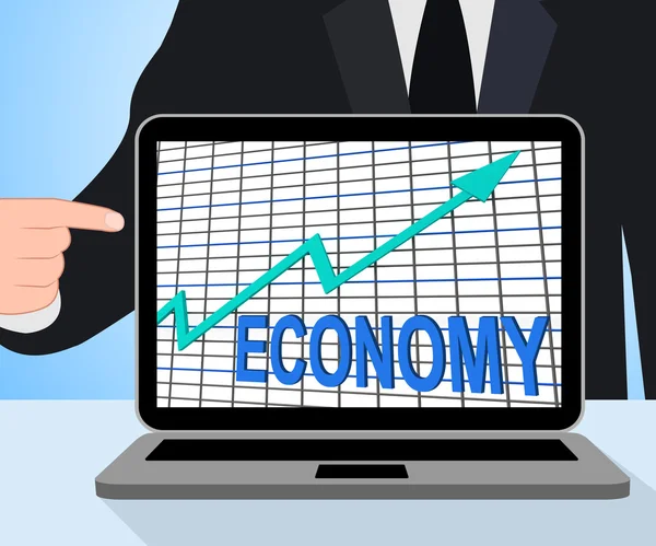 Gráfico da economia Exibe aumento do crescimento fiscal econômico — Fotografia de Stock